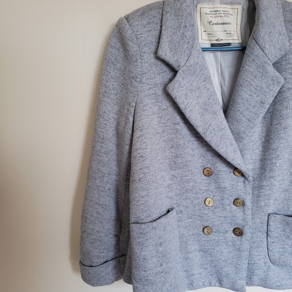 Anthro Cartonnier Wool Blend Grey Blazer Large - Picture 8 of 8